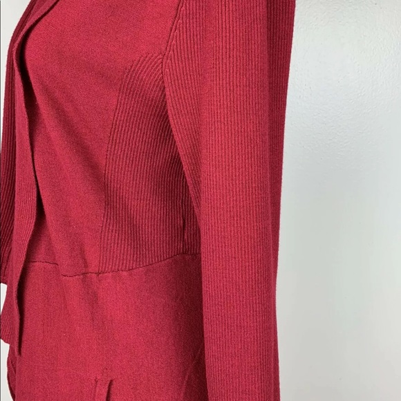 WHBM Red Cardigan Open Front Waterfall Pockets L - Picture 3 of 12